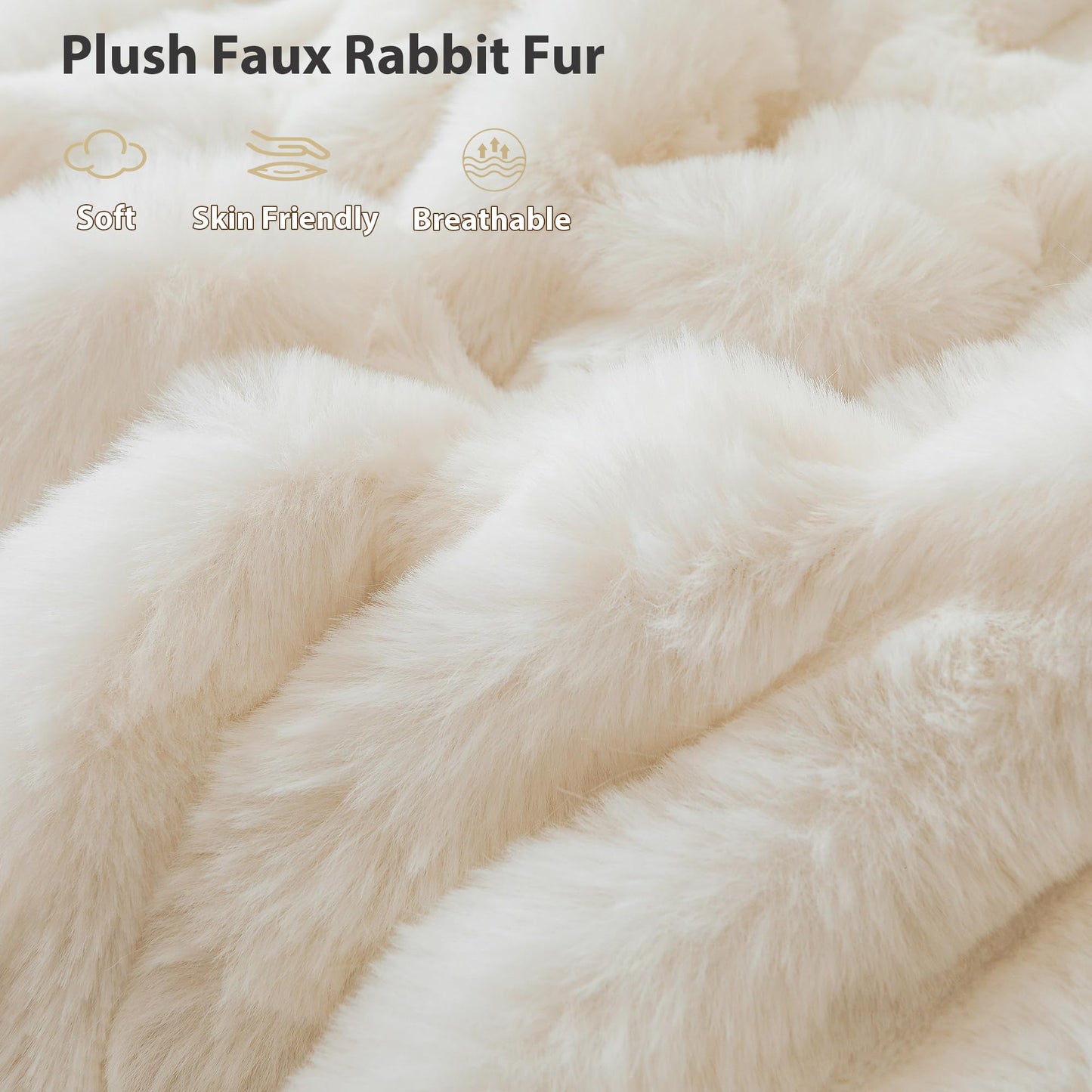 LIFEREVO 2 Pack Fluffy Faux Rabbit Fur Pillow Cases, Luxury Soft Plush Shaggy Bubble Pillowcases Standard Size with Zipper Closure, Furry Fuzzy Ivory Long Pillow Shams Bedroom Living Room 20x26, Beige