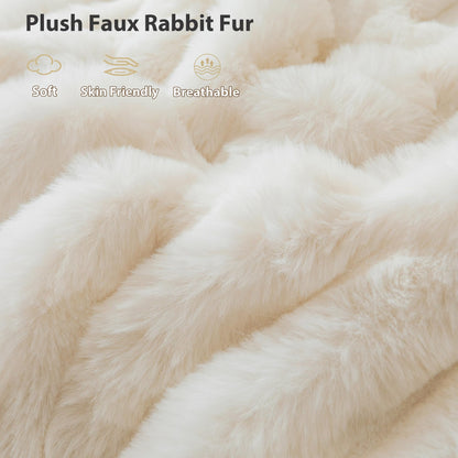LIFEREVO 2 Pack Fluffy Faux Rabbit Fur Pillow Cases, Luxury Soft Plush Shaggy Bubble Pillowcases Standard Size with Zipper Closure, Furry Fuzzy Ivory Long Pillow Shams Bedroom Living Room 20x26, Beige