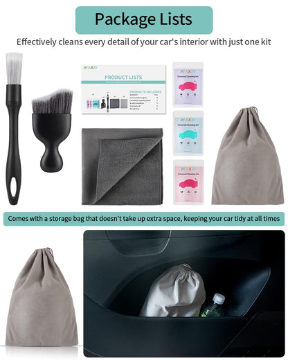 AX2V 7Pcs Car Interior Detailing Cleaning Kit, Detailing Brush Set,Clean Gel, Wash Kit, Cleaning Tools for Car,Keyboard and Interior Cleaning