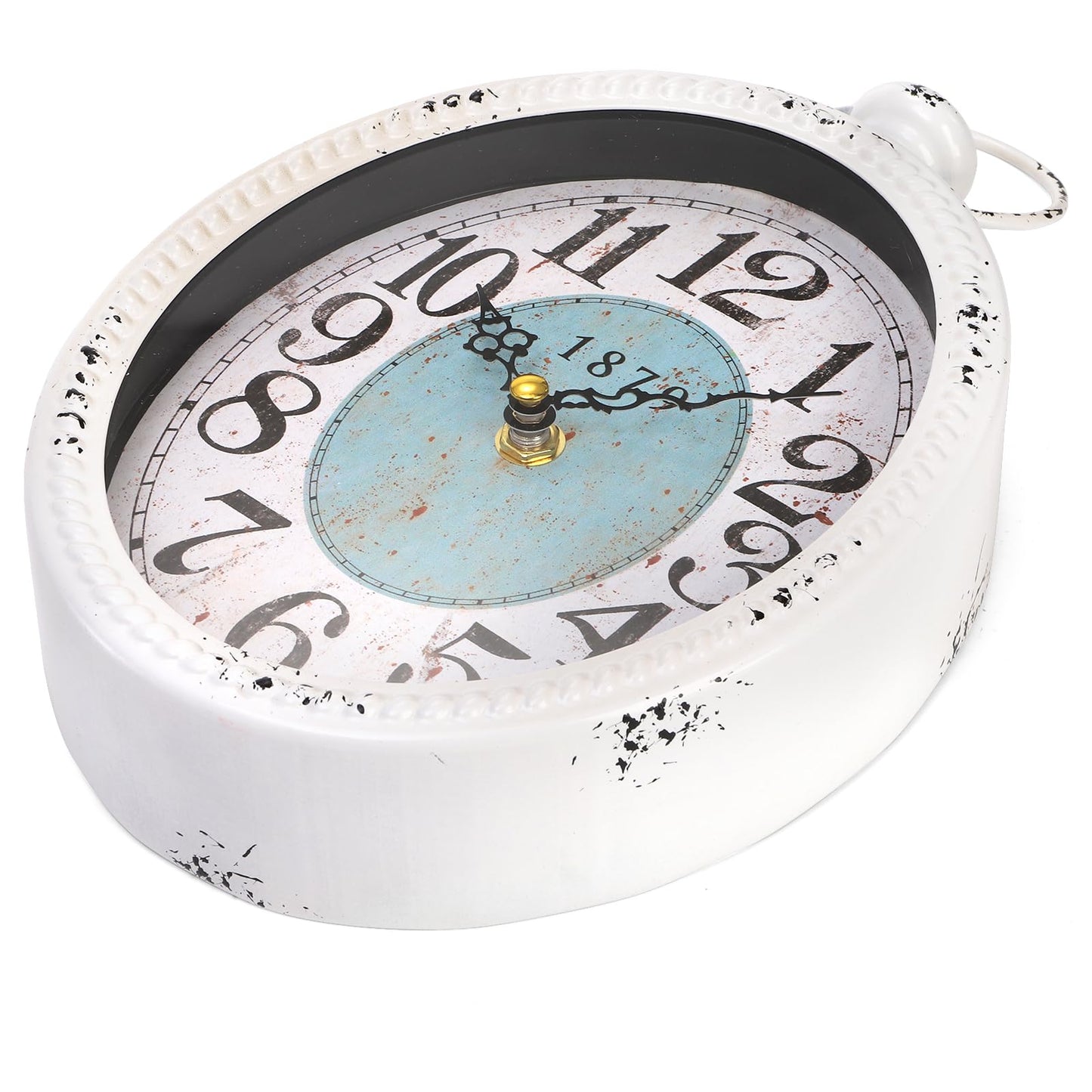 ZENFUN Oval Retro Wall Clock, Rustic Silent Clocks, Elegant Vintage Style, White Antique Design, Battery Operated Non Ticking Wall Clock for Kitchen,Farmhouse, Office(12" H x 6.7" W)