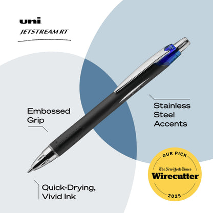 uni-ball Jetstream Rollerball, Retractable Roller Ball Pen Fine-0.7mm, 12 Pack, Blue Ink (62153)