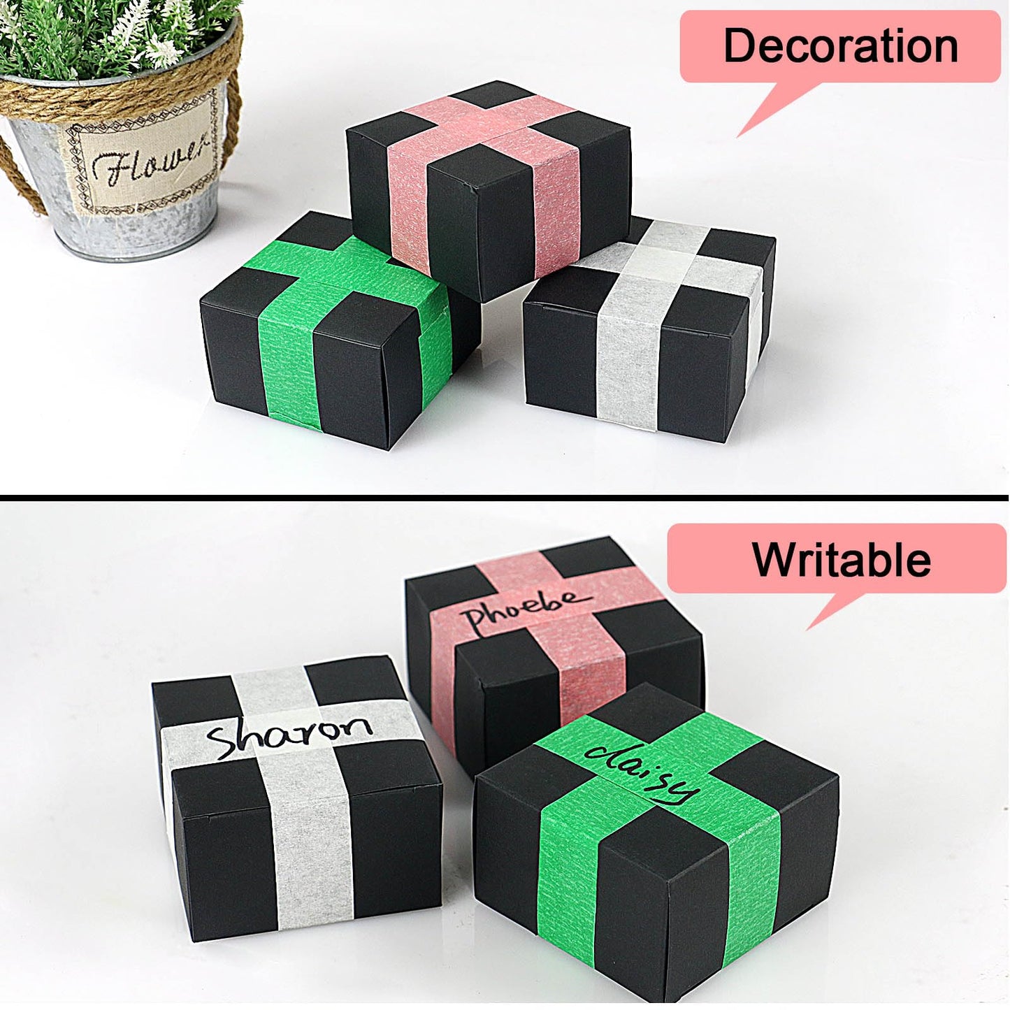 BOMEI PACK Pink Painters Tape 24mm x 55yds, 6Rolls Masking Tape for General Painting