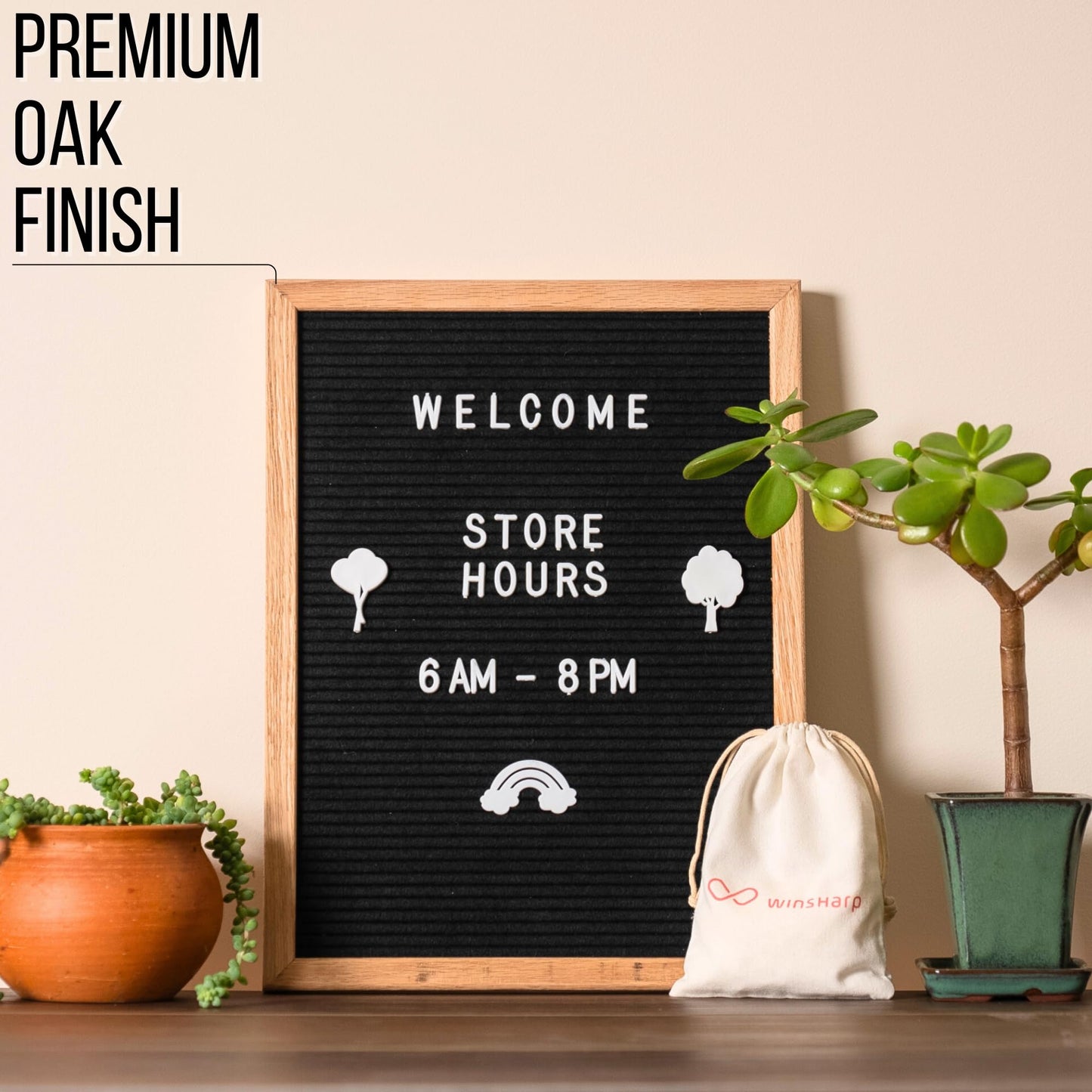 Black Felt Letter Board | 12"x16" Wooden Frame with White Letters | Premium Changeable Sign Boards for Home Decor Motivational Quotes Baby Announcement Price List Message Letterboard With Stand For Small Business