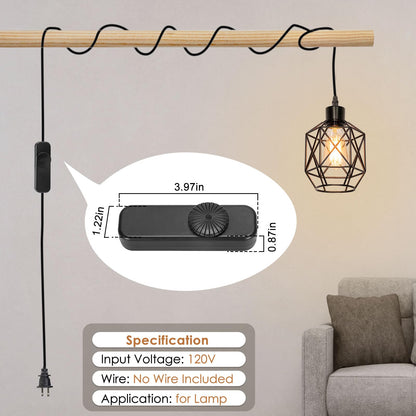 Inline Switch 2 Pack, Full Range Rotary Dimmer, Black Cord Switch Replacement for Table and Floor Lamps, Pendant Lights, Works With Dimmable LED, Incandescent, Halogen Bulbs