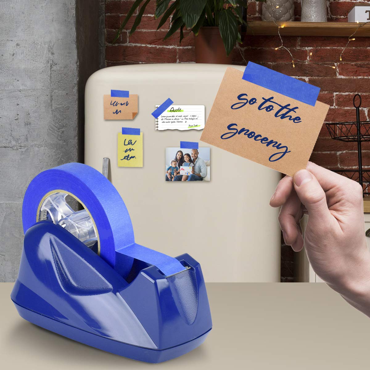 Acrimet Premium Desktop Tape Dispenser Jumbo, Plastic, Non-Skid Base (Heavy Duty) (Deep Blue Color)