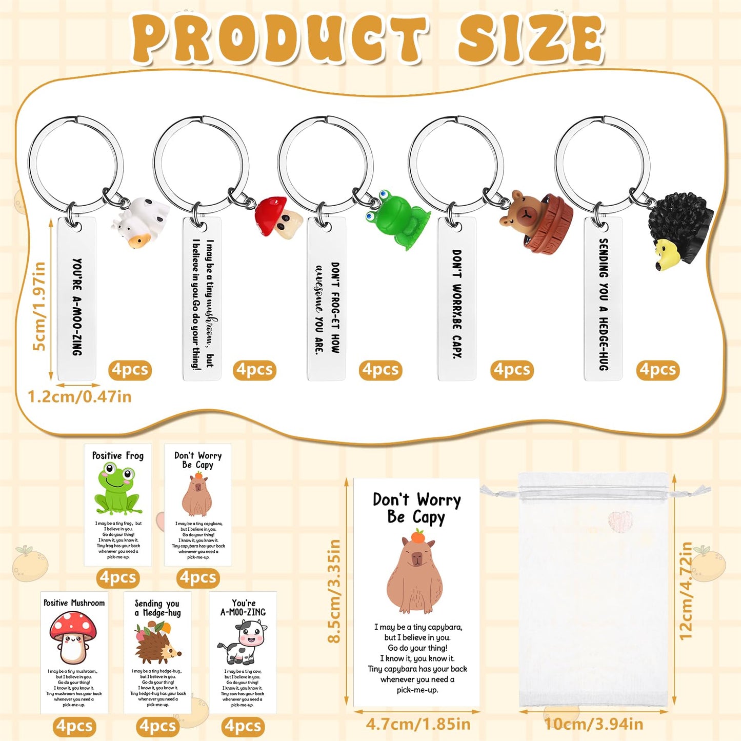20 Set Employee Appreciation Gifts Bulk for Coworkers Thank You Staff Gift Mixed Animal Pun Keychains Thank You Cards Organza Bag Funny Resin Office Gifts Favors for Team Teacher Social Worker Nurse