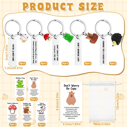 20 Set Employee Appreciation Gifts Bulk for Coworkers Thank You Staff Gift Mixed Animal Pun Keychains Thank You Cards Organza Bag Funny Resin Office Gifts Favors for Team Teacher Social Worker Nurse