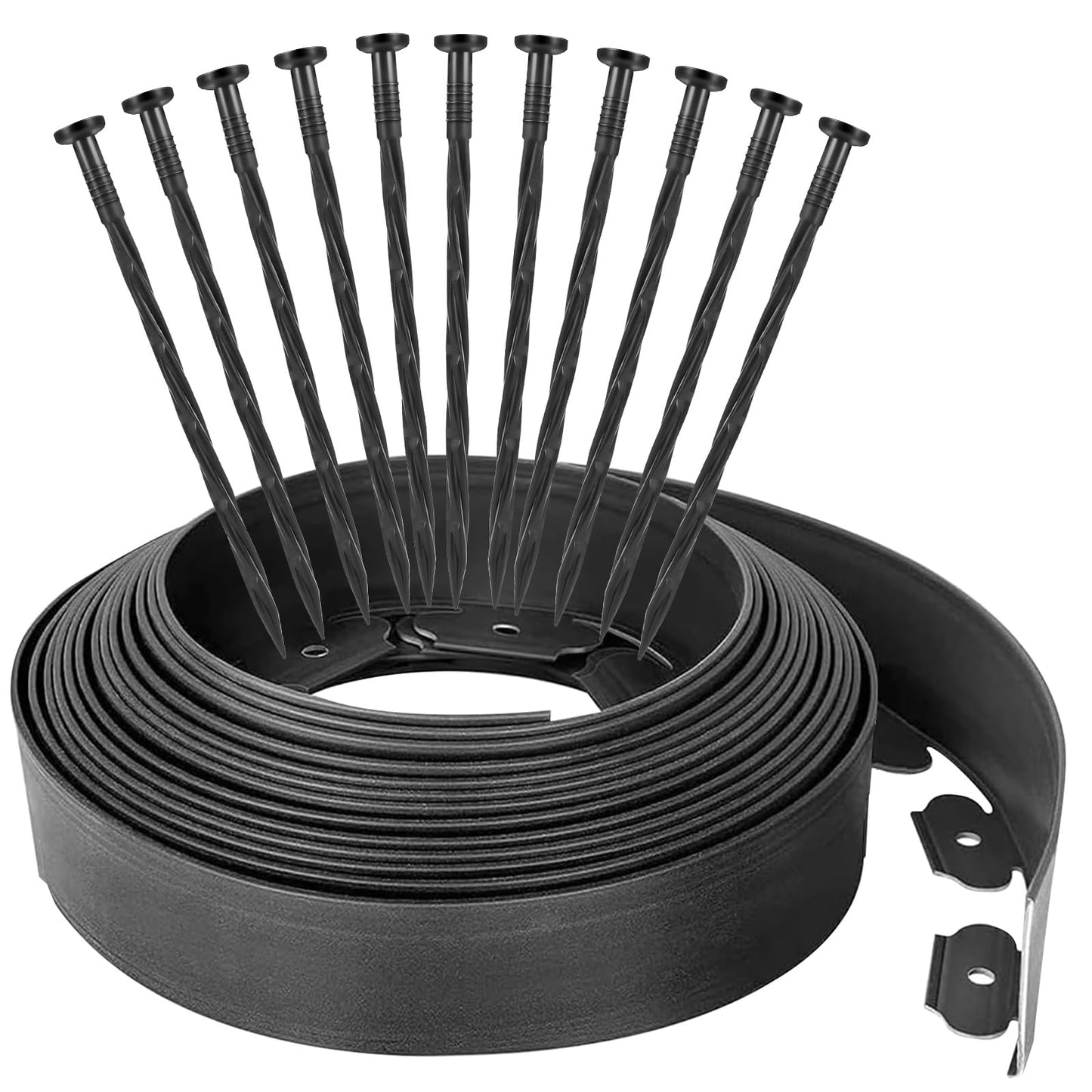 40Ft Garden Edging Border 2-inch Height with 40 Pcs 6-inch Plastic Stakes Landscape Edging Border Paver Edging Kit for Lawn, Yard, Flower Beds