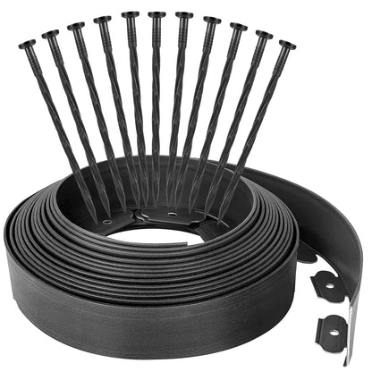 40Ft Garden Edging Border 2-inch Height with 40 Pcs 6-inch Plastic Stakes Landscape Edging Border Paver Edging Kit for Lawn, Yard, Flower Beds