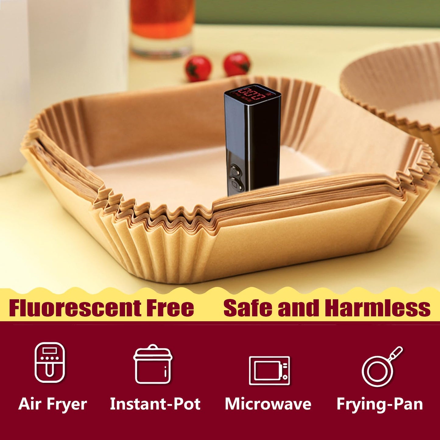 Air Fryer Liners for Ninja DZ550 Air Fryer, 250pcs Airfryer Liners Dual Parchment Paper for Air Fryer, Air Fryer Parchment Paper Liners for Chefman 6Qt Dual Basket/Ninja DZ201 DZ401