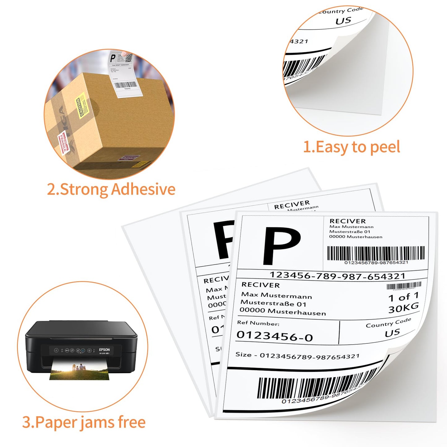 8.5" x 11" Labels, 200 Sheets Full Page Labels, Self Adhesive Shipping Address Labels Full Sheet Label Stickers Paper for Laser/Ink Jet Printer