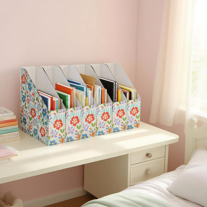 WRINGKIT 20 Pack Cardboard Magazine File Holder, Foldable Magazine Organizer Box, Large Decorative Magazines Storage Bin with Blank Label Sticker for School Office Shelves, File Folders for Documents