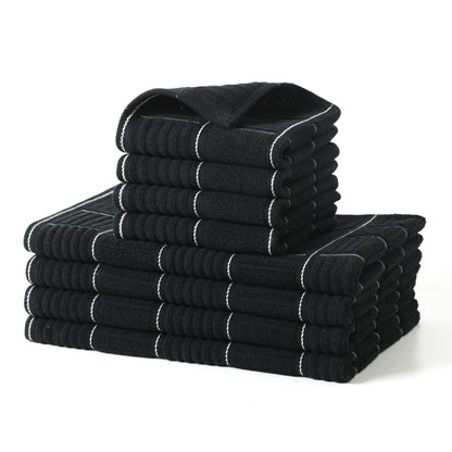 Glynniss Kitchen Towels and Dishcloths Set, Absorbent Dish Towels and Dish Cloths Set for Washing Dishes, Cleaning and Drying Use Pack of 8 (Black)