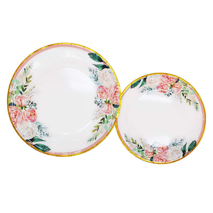 Boosolo Floral Party Supplies paper plates and Napkins Sets for 24 Guest-Include Floral Disposable Paper Plates,Cups,Napkin forr Bridal Shower,Birthday,Wedding,Bachelorette party Supplies