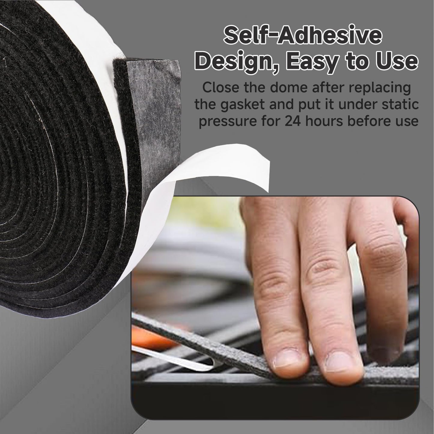 15Ft Kamado Joe Grill Gasket Seal Replacement Kit, 1.2" Wide, 0.2" Thick, High-Temp Adhesive Felt for Classic Joe, Big Joe, Vision & Oklahoma Grills, Smoker Accessories