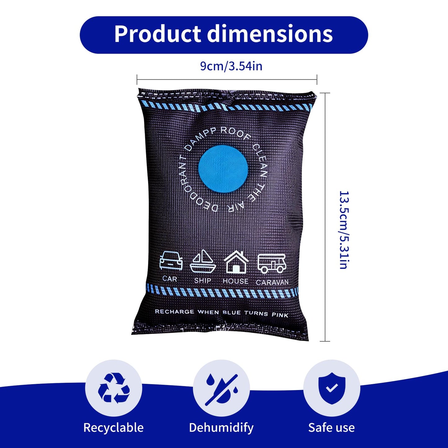 4Pcs Dehumidifier Bags for Car, 2026 New Reusable Moisture Absorber Pack, Car Dehumidification Silicone for Home, Car, Basement, RV, Boats, Closet Vehicles to Prevent Damp