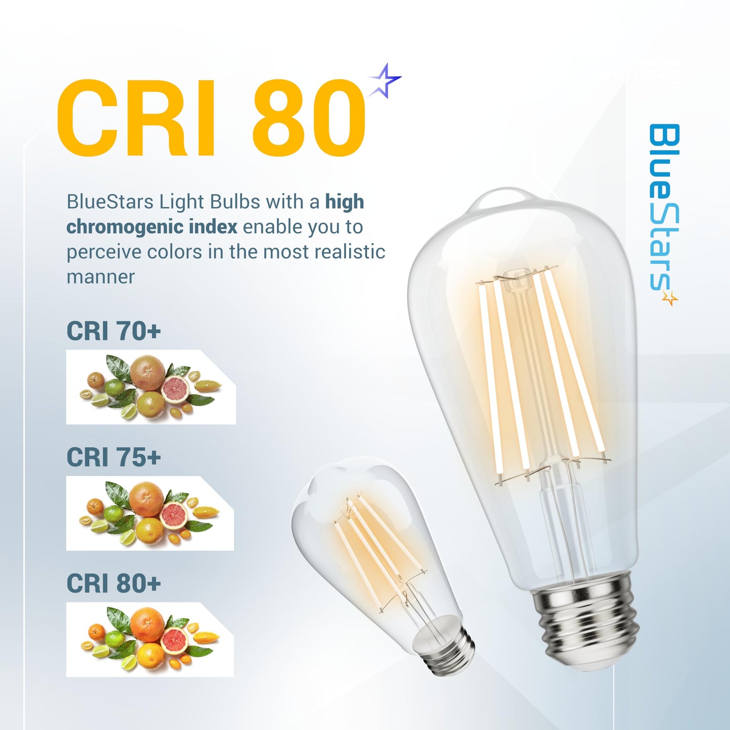 BlueStars Vintage ST58 ST19 LED Filament E26 Medium Base Edison Light Bulbs, 120V 60W Equivalent, 2700K Warm White 650 lumens for Ceiling Fixture, Chandelier and Pendant, 6-Pack