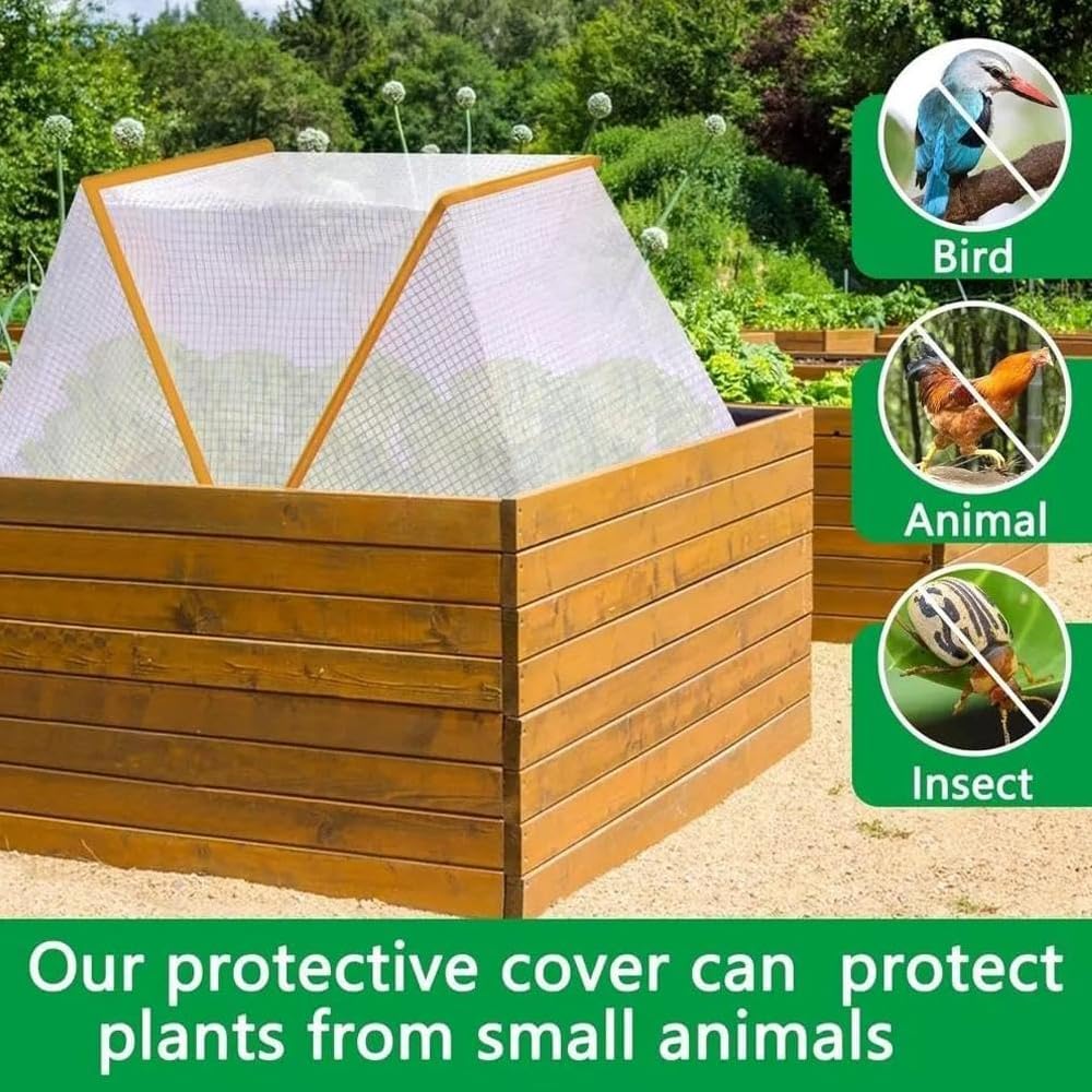 2 Pcs Garden Row Accelerator Plants Cover,32.2" X 13" X 14.1" Foldable Raised Garden Bed Cover,Plant Net Cage Guard Greenhouse Cover for Protect Vegetable Fruit from Animal