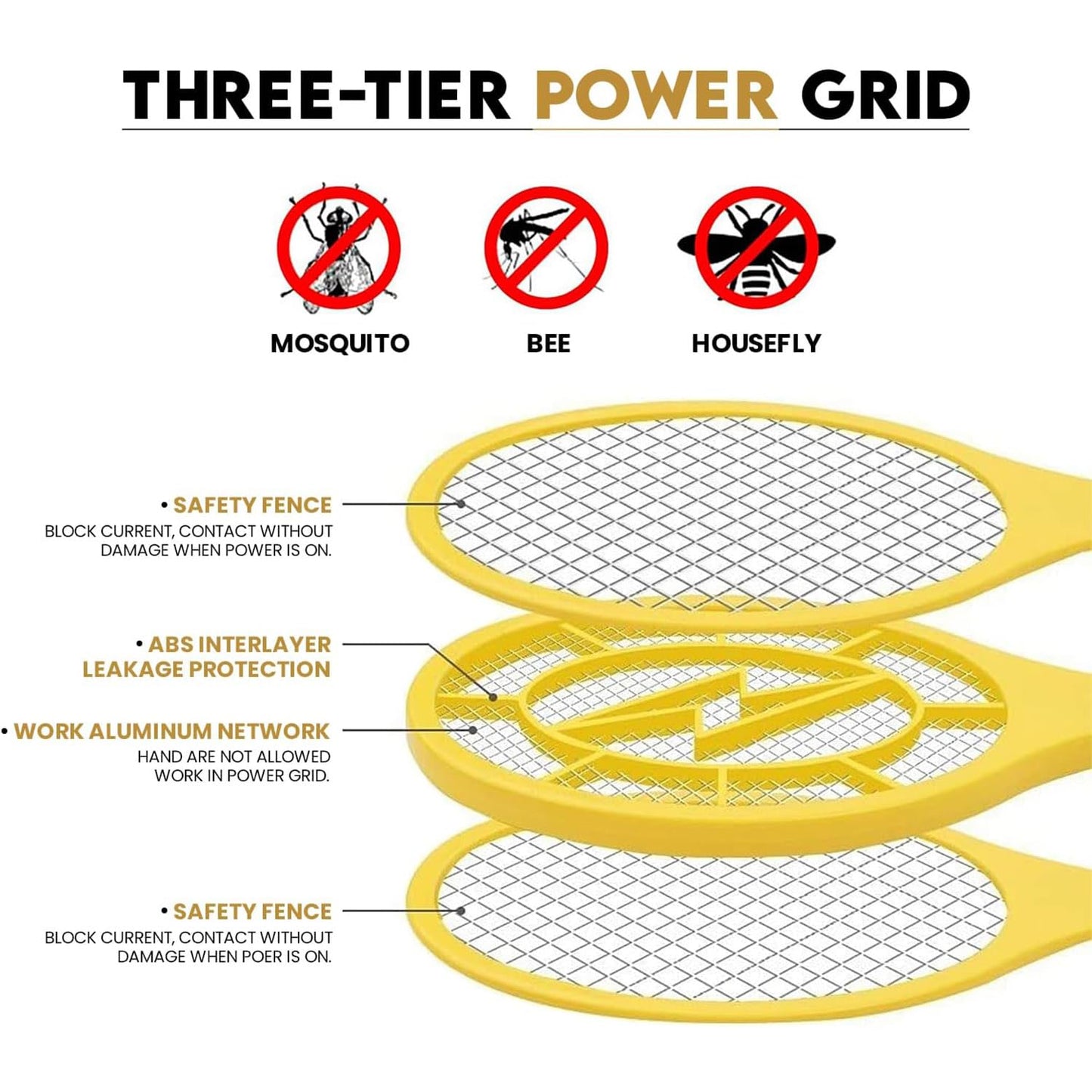 2 Pack Zapper Electric Zapper - Indoor Outdoor Zapping Racket for Control - Safe to Touch with 3-Layer Safety Mesh
