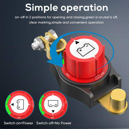Top Post Battery Disconnect Switch 12v,Battery Kill Switch Negative On/Off 12-48V Top Post Battery Switch Heavy-Duty Battery Disconnect Switch for Cars, Vehicles, RVs, and Boats