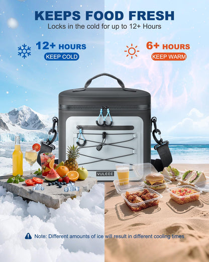 YULEEE Insulated Cooler Bag - Large Multi-Functional Picnic Lunch Bag for Men & Women, Waterproof Leakproof Perfect for Beach, Family,Travel, Camping, Work,BBQ,and Outdoor Activities-7L