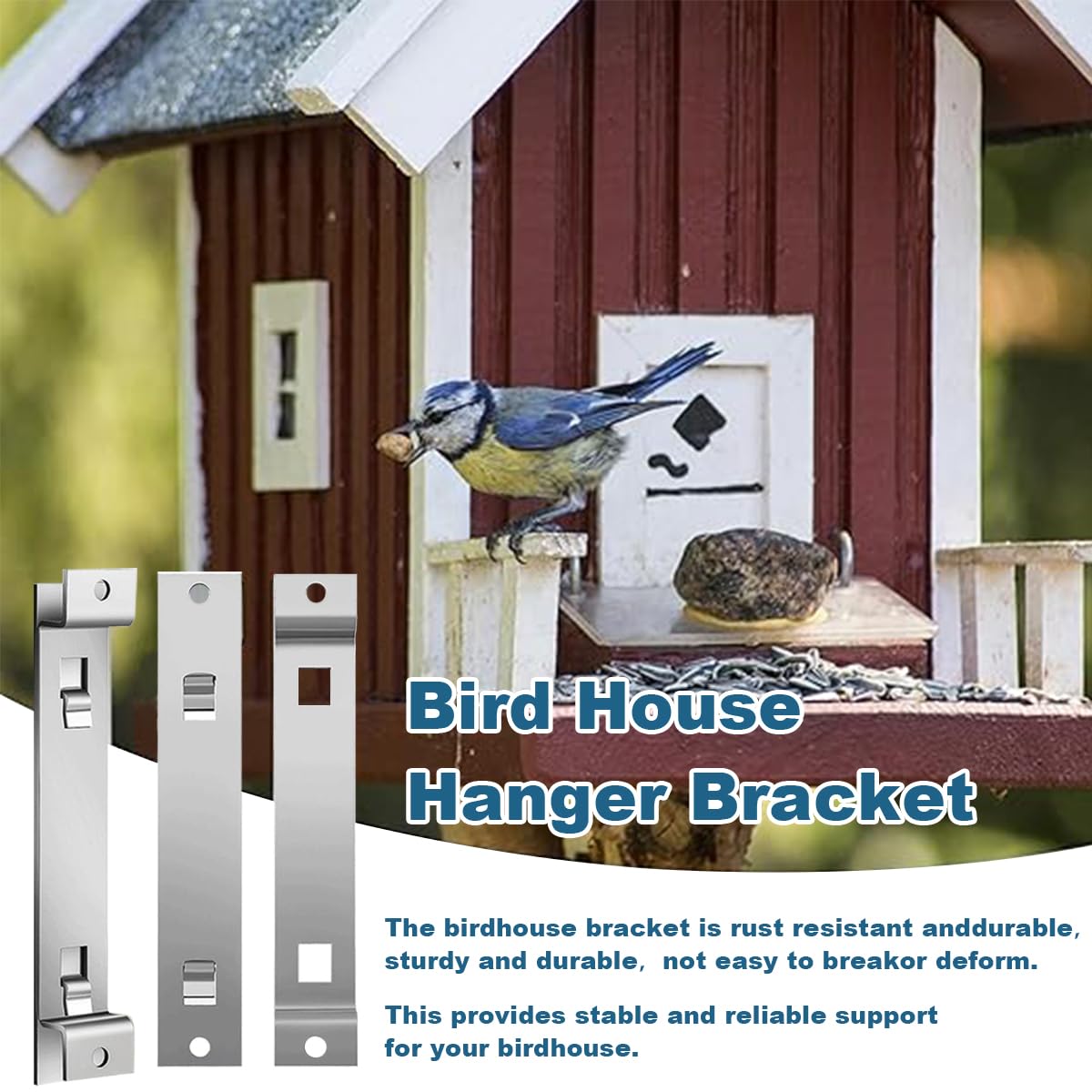 Bird House Hanging Brackets, Galvanized Steel, 4 Sets with Screws, Rust-Proof Mount for Feeders and Nesting Boxes