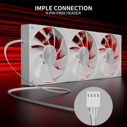 upHere U3T3-1650 pwm,High Performance Cooling Fan,4-Pin,1650 RPM (360mm,White)