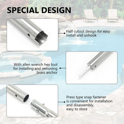 scottchen PRO Multifunctional Pool Cover Tool Swimming Pool Rod 26-1/2inch Pool Safety Cover Installation and Removal Rod,with Allen Wrench Hex Tool for Installing and Removing Brass Anchor