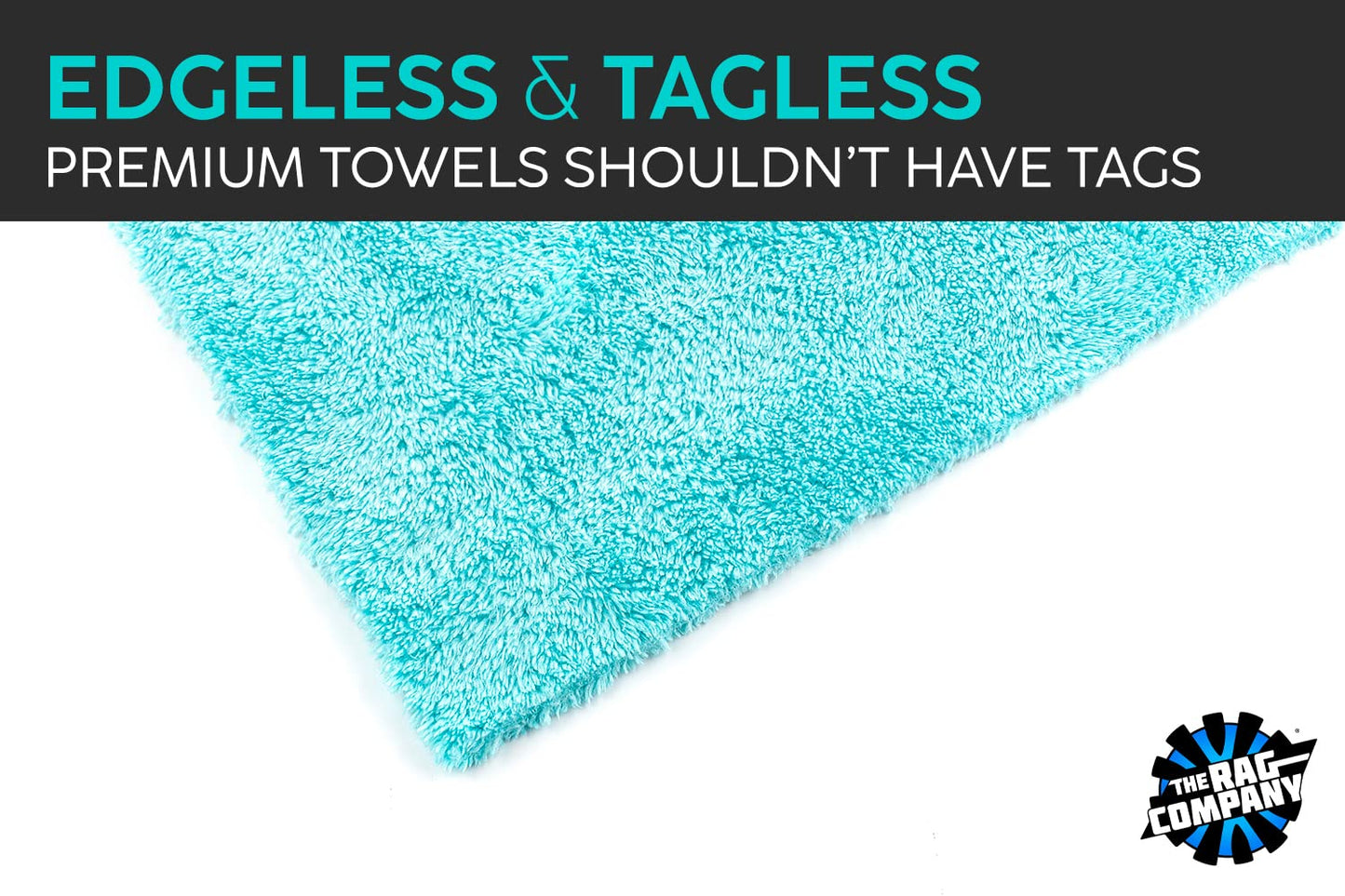 The Rag Company - Eagle Edgeless 450 - Professional Korean 70/30 Blend Super Plush Microfiber Detailing Buffing Polishing Drying Towels for Cars 16x16 in, Teal Blue (6-Pack)
