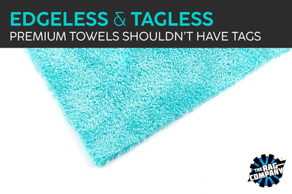 The Rag Company - Eagle Edgeless 450 - Professional Korean 70/30 Blend Super Plush Microfiber Detailing Buffing Polishing Drying Towels for Cars 16x16 in, Teal Blue (6-Pack)