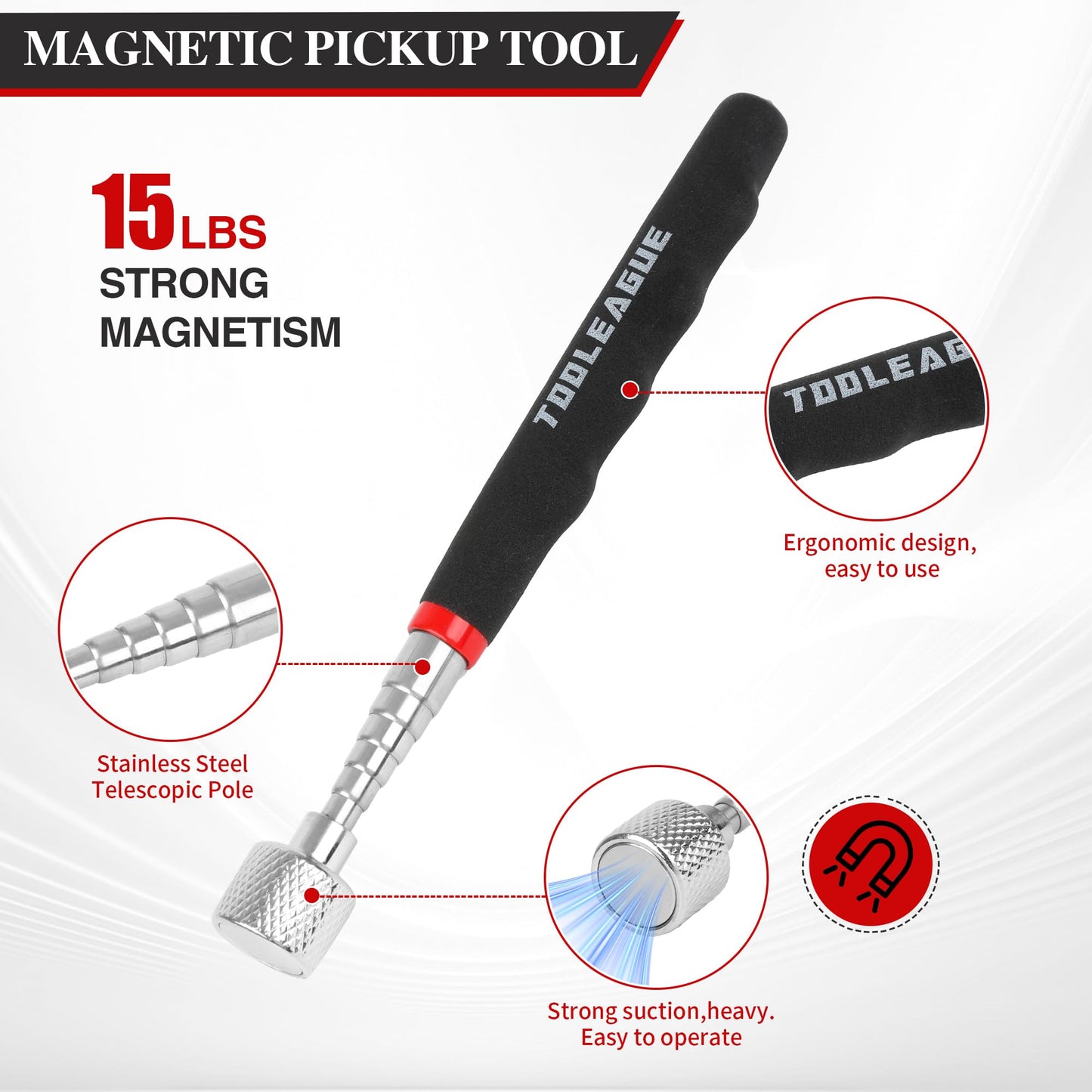 TOOLEAGUE 4Pcs Collapsible Magnetic Parts Tray Set with 15Lb Magnetic Pickup Pen,4.5" Square Silicone Foldable Tool for Organizing Screw Bolts Nuts Washers Pins and Other Small Metal Parts