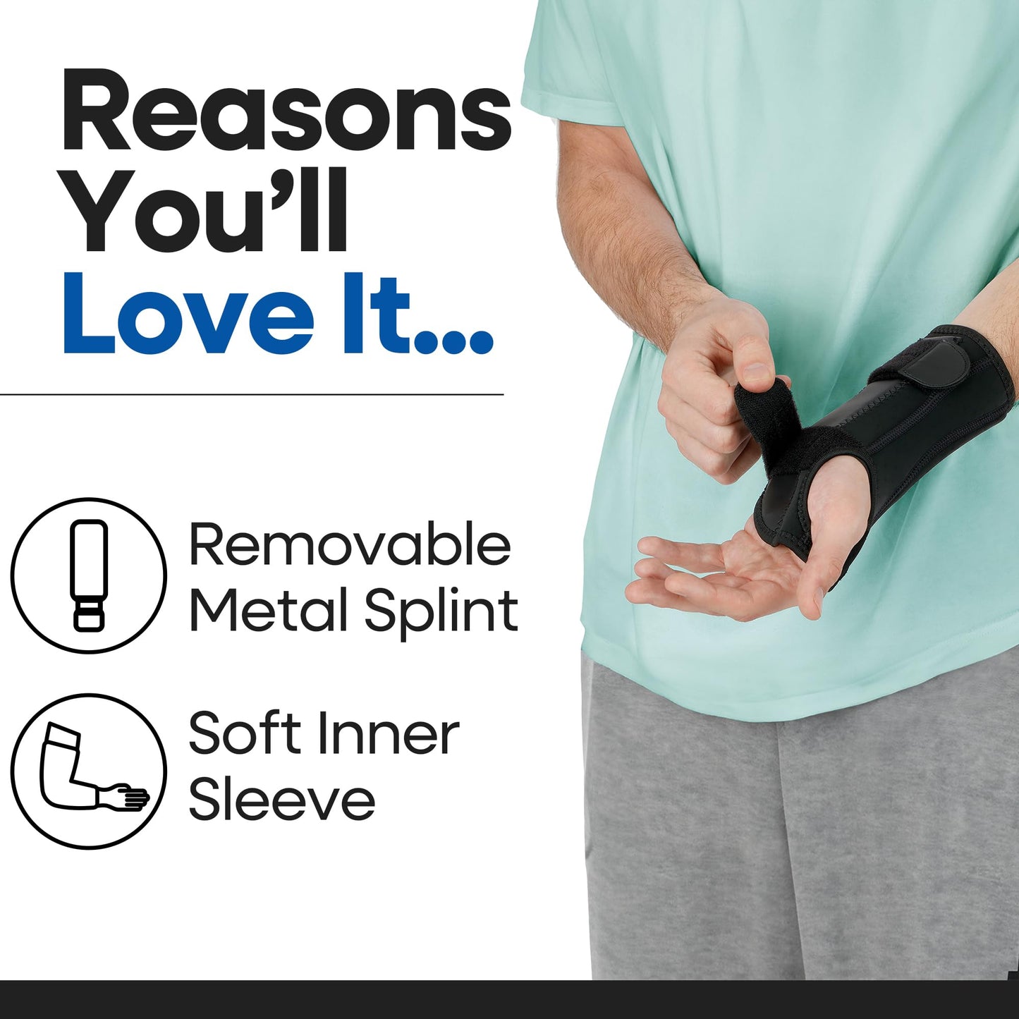 Carpal Tunnel Wrist Brace | Night Wrist Support Guard | Wrist Splint & Hand Brace | Carpal Tunnel Syndrome & Wrist Tendonitis Pain Relief with Forearm Compression | For Men & Women (Fits Most, Left)