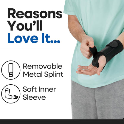Carpal Tunnel Wrist Brace | Night Wrist Support Guard | Wrist Splint & Hand Brace | Carpal Tunnel Syndrome & Wrist Tendonitis Pain Relief with Forearm Compression | For Men & Women (Fits Most, Left)