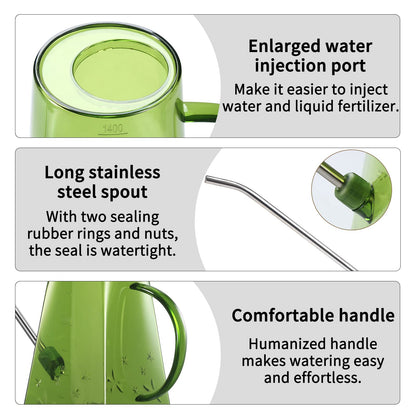 Watering Can, Goowin Watering Can Indoor Plants, Long Spout Small Watering Can for Indoor Outdoor Plants, 47 oz Indoor Plant Watering Can with Bonus 16 oz Spray Bottle & 8.5 oz Squeeze Bottle, Green