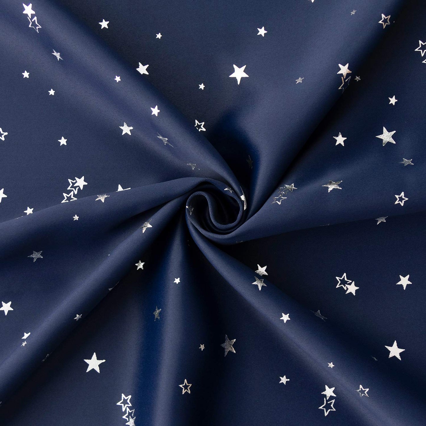 BGment Navy Blue Kids Blackout Curtains 63 Inches Long for Bedroom - Silver Star Printed Thermal Insulated Room Darkening Grommet Curtains for Living Room, 2 Panels, 52 Wide