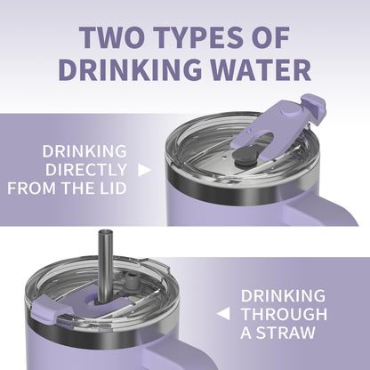 WATERSY 40 oz Tumbler with Handle,Tumbler with Lid and Straw,Double Wall Insulated Cup Stainless Steel Travel Mug(Cold for 34 Hours),Water Bottle for Iced Tea,Coffee,Cold Beverages(Purple)