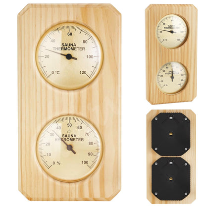 2 in 1 Wooden Sauna Thermometer and Hygrometer, Atarvana Indoor Hygrothermograph for Sauna Rooms, Spa, Hotel Accessories