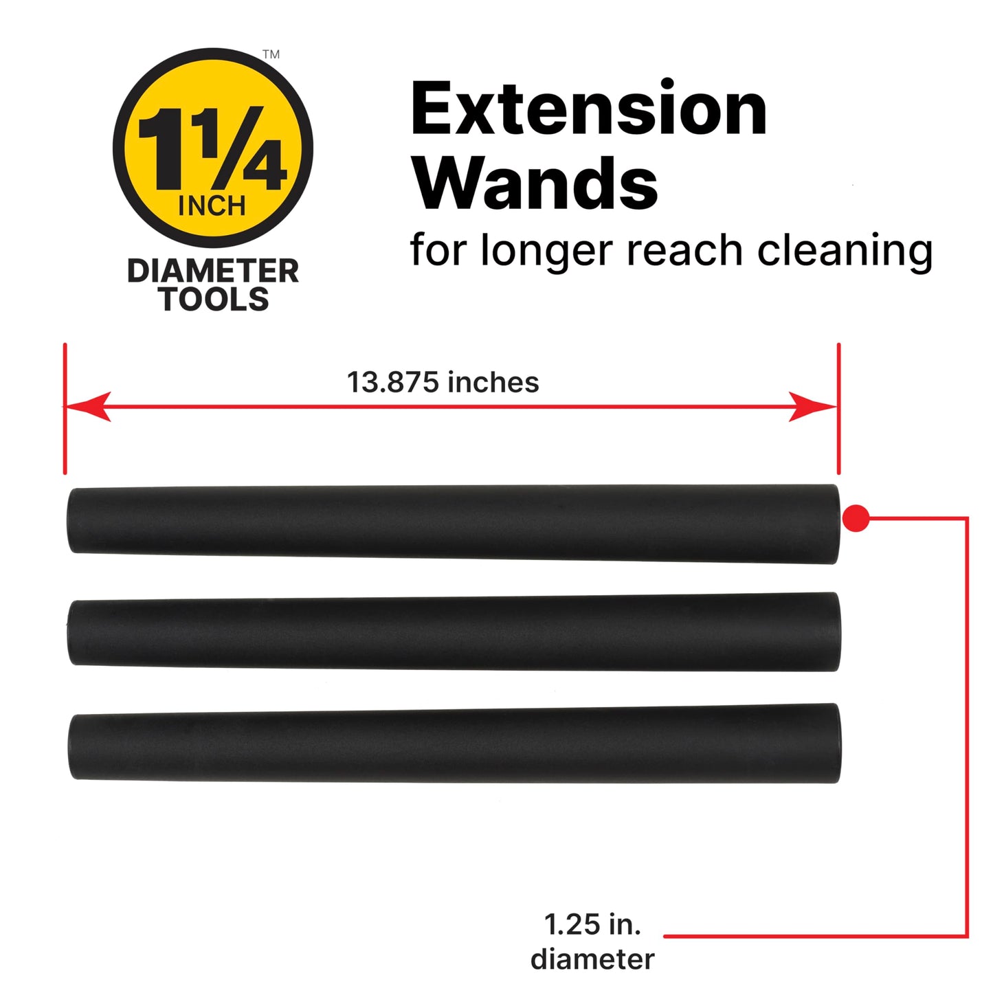 Shop-Vac 906-14 1.25-Inch Extension Wands, 3-Piece
