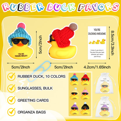 20Sets Employee Appreciation Gifts You're Ducking Awesome Pun Cards Mini Rubber Ducks with Glasses and Hats for Coworker