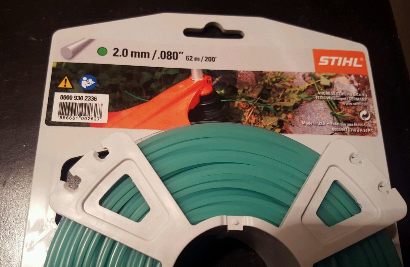 Stihl 000 930 2336 Round Strimmer Line 2.0 mm Green