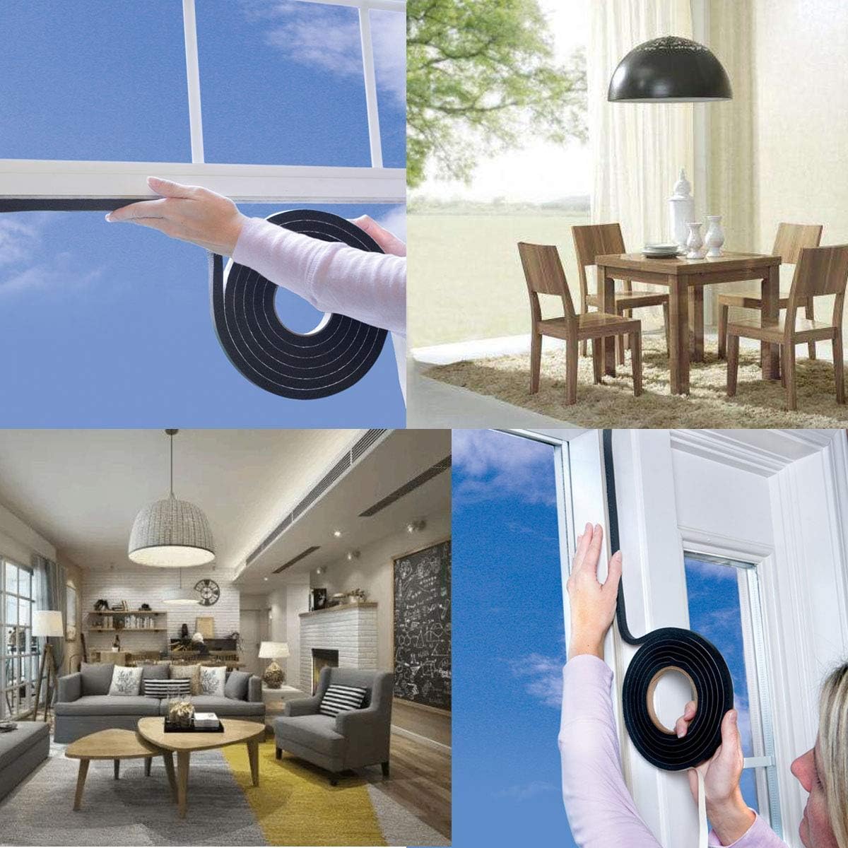 2 Rolls Self Adhesive Foam Strips 1/4in Thick x 2in Wide x 6.56Ft Long Foam Insulation Tape, Weather Stripping Door Seal Strip, Neoprene Weather Stripping High-Density Closed Cell Foam Tape Seal