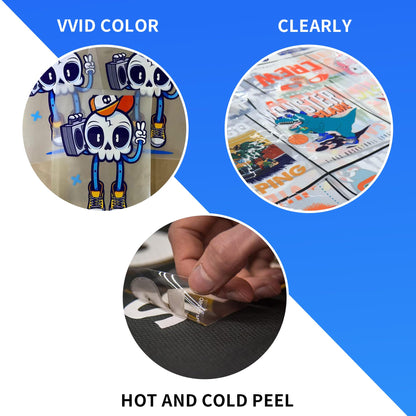 99 Sheets DTF Transfer Film Paper A3 Double Sided Thick Clear Pretreat Sheets, PET Heat Transfer Paper for Inkjet Printer DTG Printer Direct Print On T Shirts Textile
