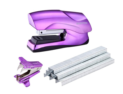 Bostitch Office Heavy Duty 40 Sheet Stapler with 1250 Staples & Claw Remover, Small Stapler Size, Fits into The Palm of Your Hand, Value Pack, Metallic Purple (B175-PURPLEM-VP)
