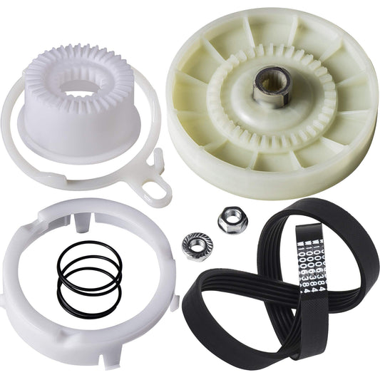 [New] Canamax Premium W10721967 Washer Pulley Clutch Kit & W10006384 Washer Drive Belt - Compatible with Whirlpool Kenmore Washers - Replaces AP5951296, W10006356, W10315818, PS10057144