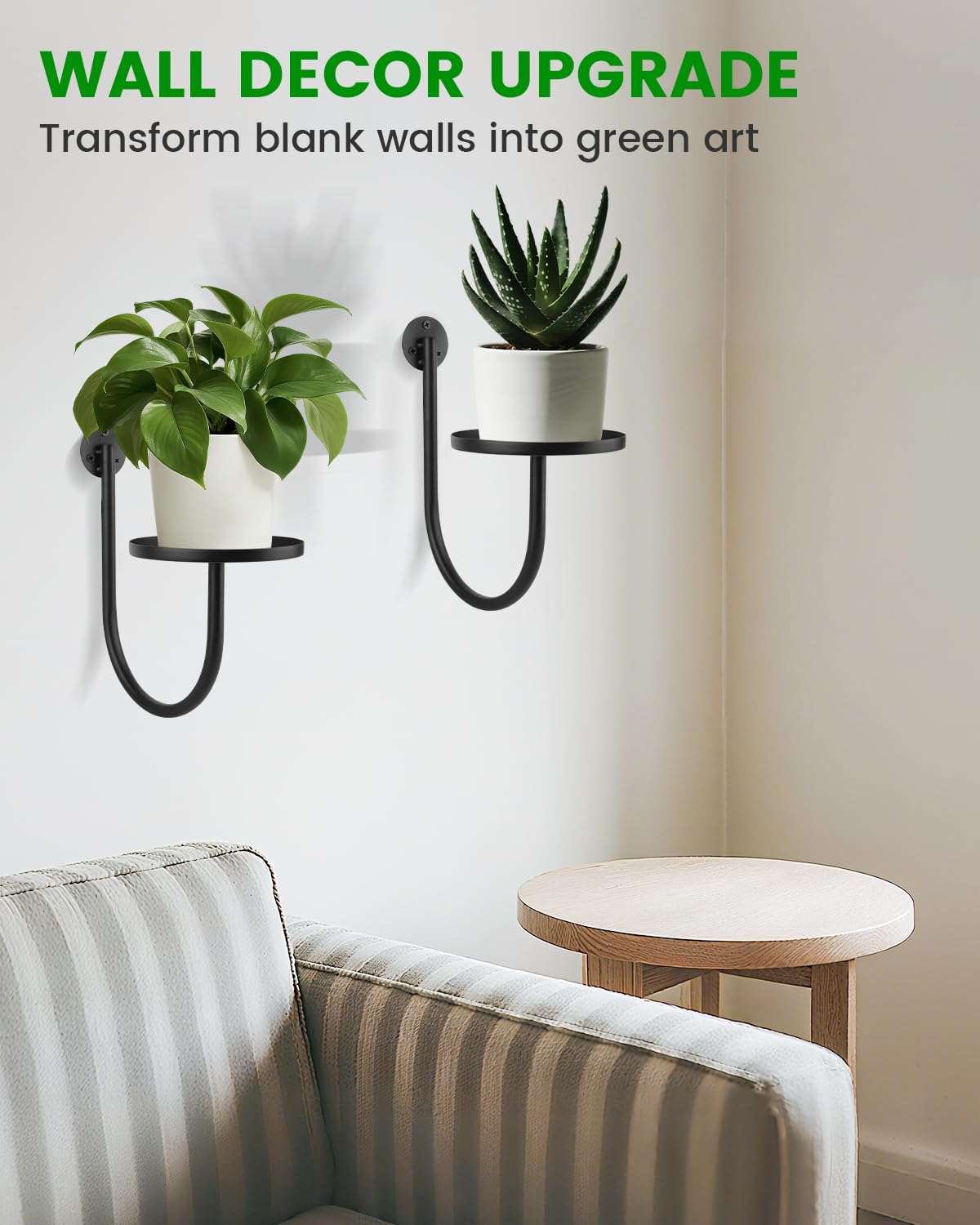 Wall Planters for Indoor Plants, Mounted Holder Shelf 3 Pack, Metal Plant Wall Hanger, Decorative Plant Shelf for Indoor Wall Decor