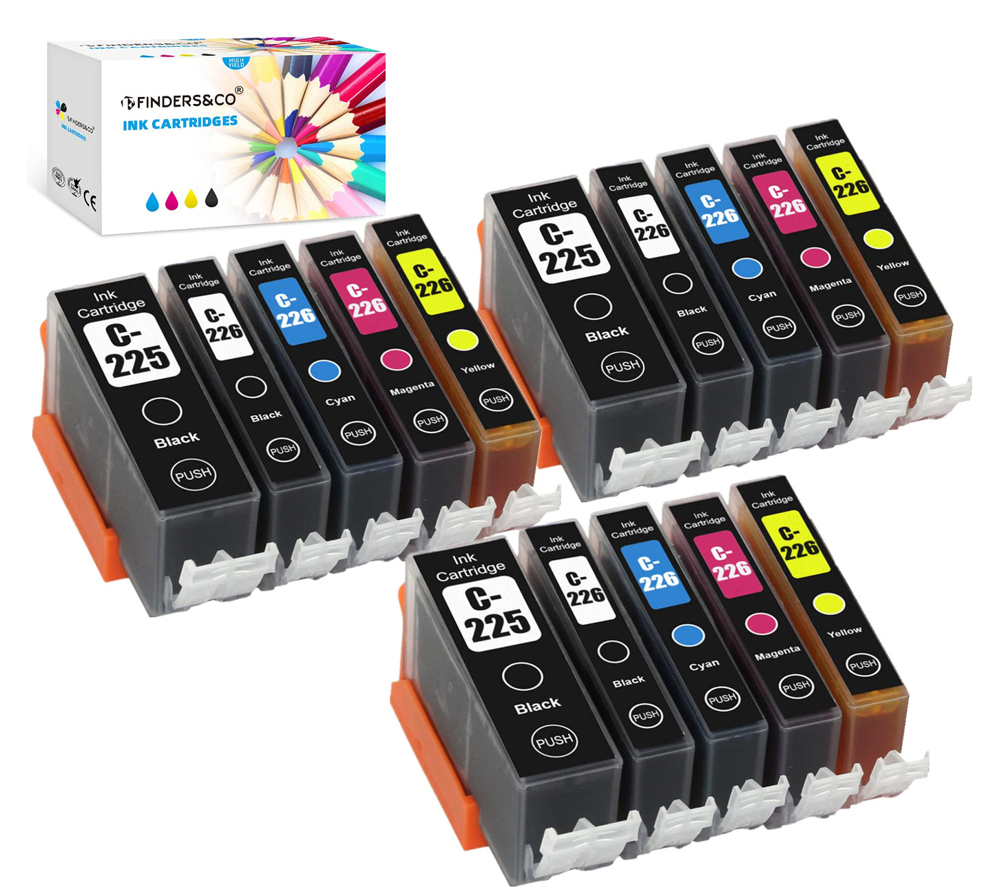 F FINDERS&CO Compatible Canon PGI-225 CLI-226 Ink High Yield Replacement for Canon Pixma MG5220 MG5320 MG6220 MG6120 MG8120 IP4820 IX6520 MX892 MX882 (3X LB/SB/C/M/Y)