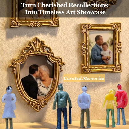 DIY Mini Museum Silhouette Box, Museum of Us Box Celebrate Your Unique Memories in Style, Personalized Photo Shadow Boxes Display with 8pcs Mini Museum Figurines & 8pcs Gold Mini Frames