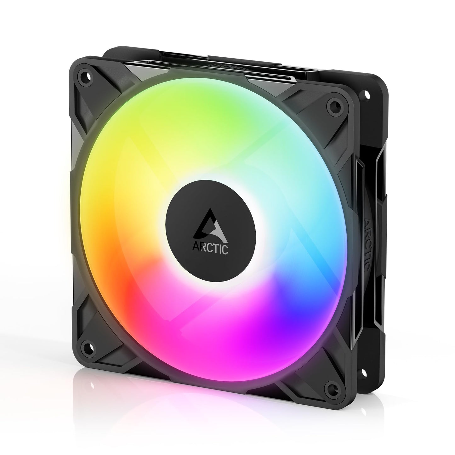 ARCTIC P12 Pro Reverse A-RGB – 120 mm Premium Fan with Reverse Airflow, PWM Fan with Y Cable Splitter, 500-3000 RPM, 0 RPM <5% PWM, 5V Digital RGB, hydrodynamic Bearing, 4-Pin - Black