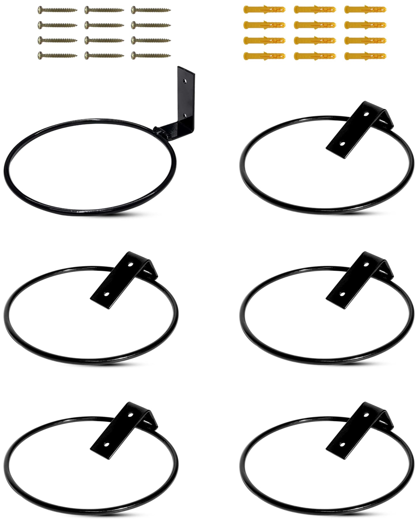 vensovo 6 Inch Metal Wall Mounted Plant Holder - 6 Pack Flower Pot Hanger Rings, Wall Planter Ring Holders Bracket Hooks Heavy Duty for Indoor and Outdoor Decor