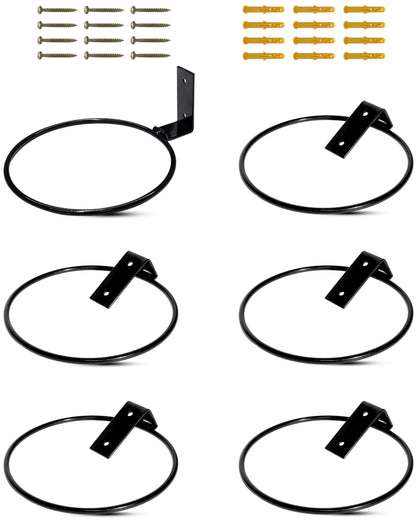 vensovo 6 Inch Metal Wall Mounted Plant Holder - 6 Pack Flower Pot Hanger Rings, Wall Planter Ring Holders Bracket Hooks Heavy Duty for Indoor and Outdoor Decor